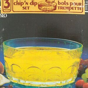Vintage Verreries de Saint-Gobain Oslo Chip & Dip Glass Bowl 3 Piece Set